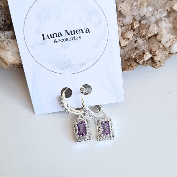 Producto - Aros rectángulos lila
