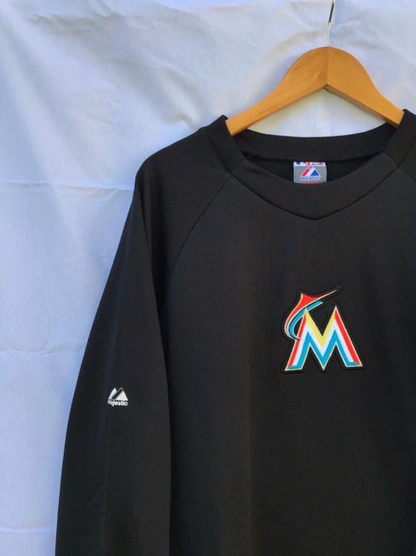 CREWNECK MAJESTIC MIAMI MARLINS MLB