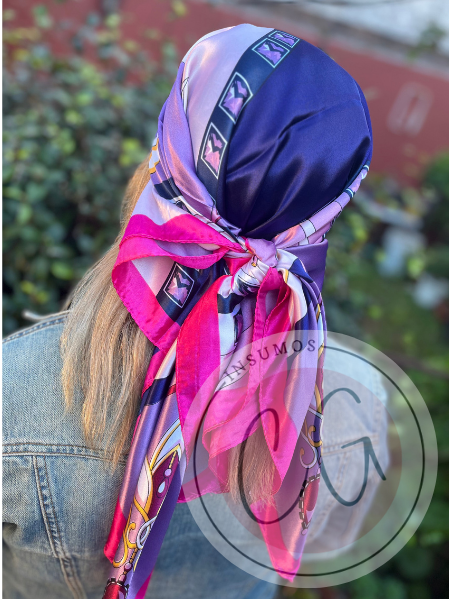 Producto - Pañuelo Sedificado Lila con Azul XL