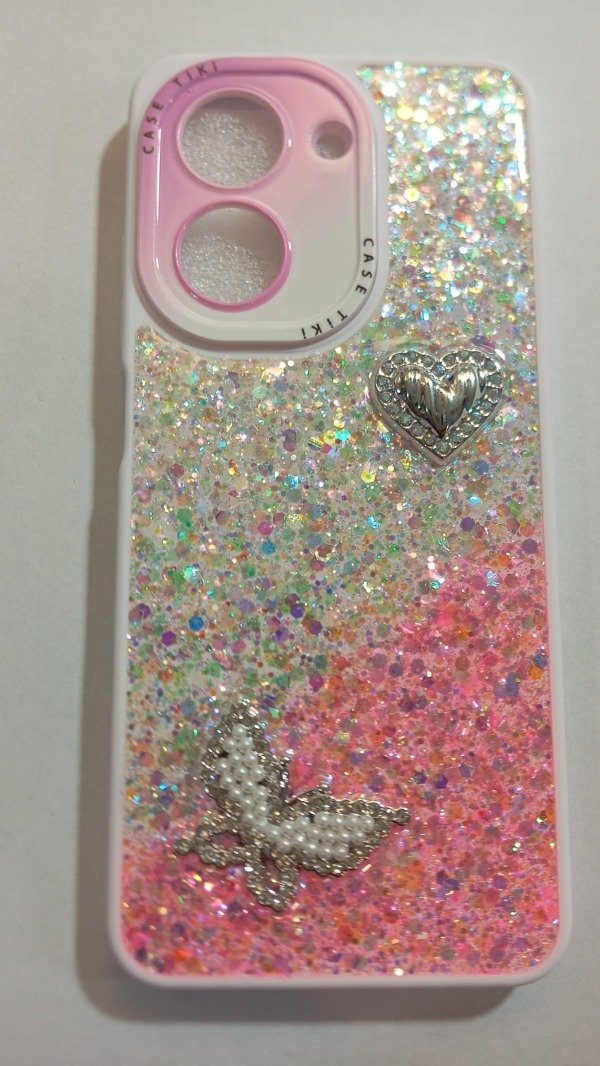 Producto - Funda con glitter y charms Rosa para Xiaomi Redmi A5