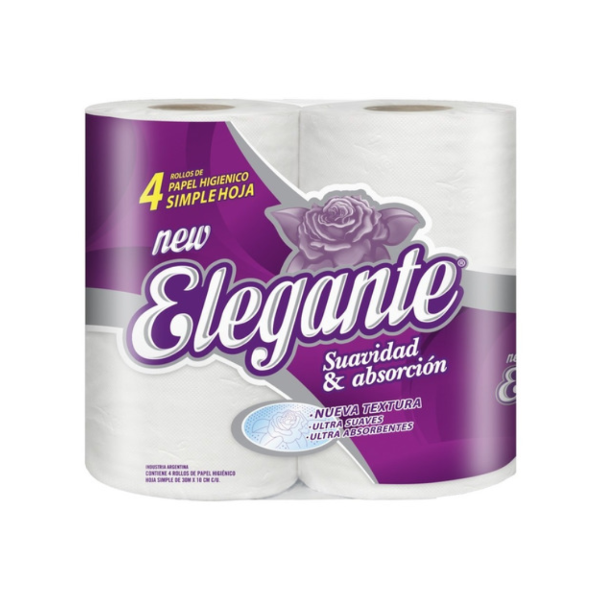 Producto - PAPEL HIGIENICO HOJA SIMPLE 4x30m. - ELEGANTE