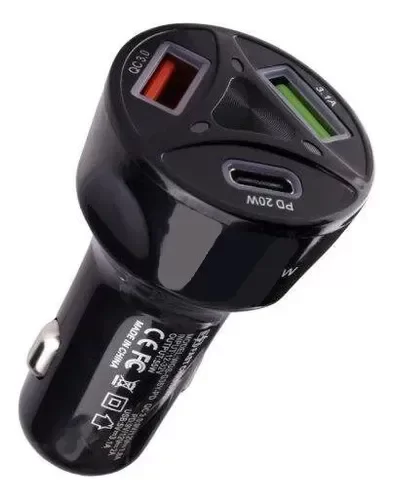 Producto - Cargador De Auto 12v 3 Puertos USB 3.1a Pd 20w