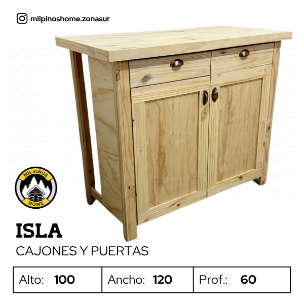 Producto - ISLA CON DOS CAJONES Y DOS PUERTAS