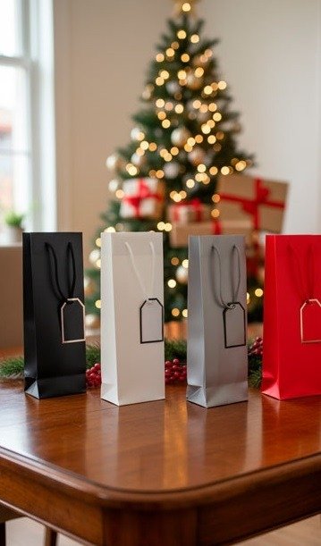 Producto - Bolsa de Vino Metalizada 12,7x8,3x36cm con Tarjeta