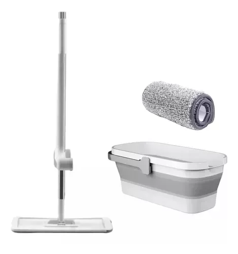 Producto - Mopa Trapeador Plano Manos Libes + Balde Plegable + Repuesto