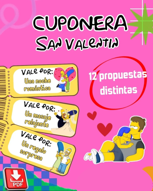 Producto - CUPONERA VALES DE LOS SIMPSON. ESPECIAL SAN VALENTÍN