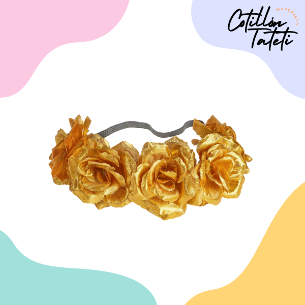 Producto - VINCHA DE FLORES METALIZADA