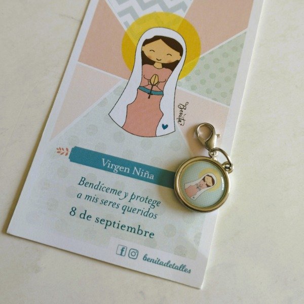 Producto - REGALO PACK ESTAMPA ADVOCACION CON MEDALLITA VIRGEN NIÑA