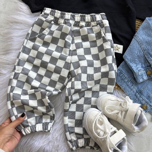 Producto - Pantalón cuadrille color GRIS talles hasta 4 años