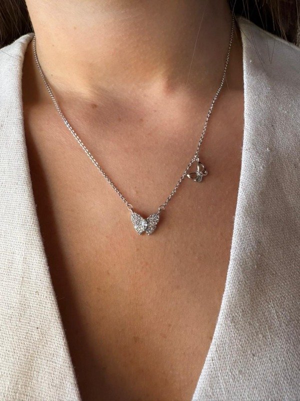 Producto - Collar Mariposas cristal - Acero quirurgico