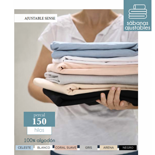 Producto - Sabana Ajustable 100# Algodón 1 1/2 Plazas Jean Cartier