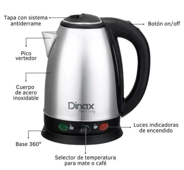 Producto - Pava Eléctrica Corte Mate 1,8L. Dynax - 0