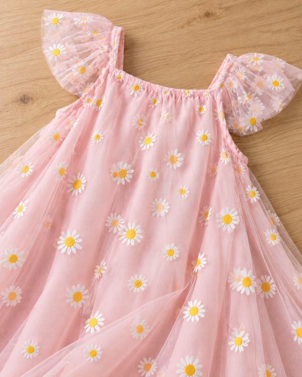 Producto - Vestido Isa  Tul con margaritas en rosa - 1