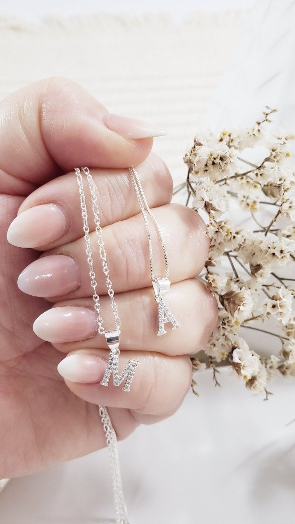 Producto - Dije de Plata Iniciales con Piedras (DI154)