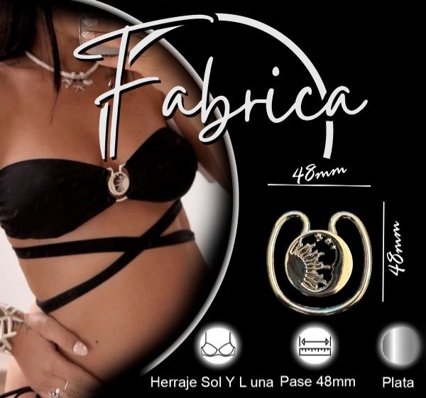 Producto - Herraje Sol y Luna. Pase: 48mm (1 unidad). Plata- Níquel