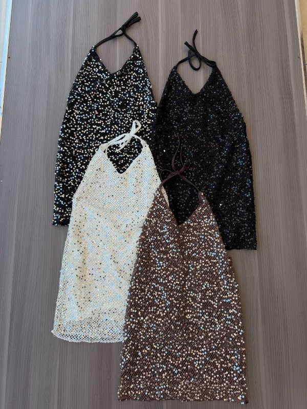 Producto - Vestido Noctis negro con lentejuelas negras - 1