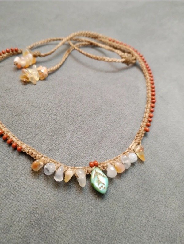 Producto - Gargantilla hojitas y ágata