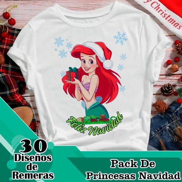 Producto - Diseños Digitales / Plantillas Para Remeras De Princesas Navidad