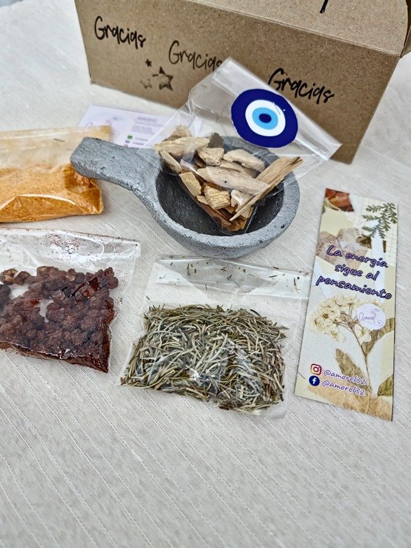 Producto - Cajita con Sahumador, Incienso, Mirra y Romero