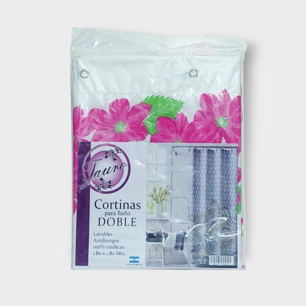 Producto - Cortina de Baño doble Tauro Flor Fucsia