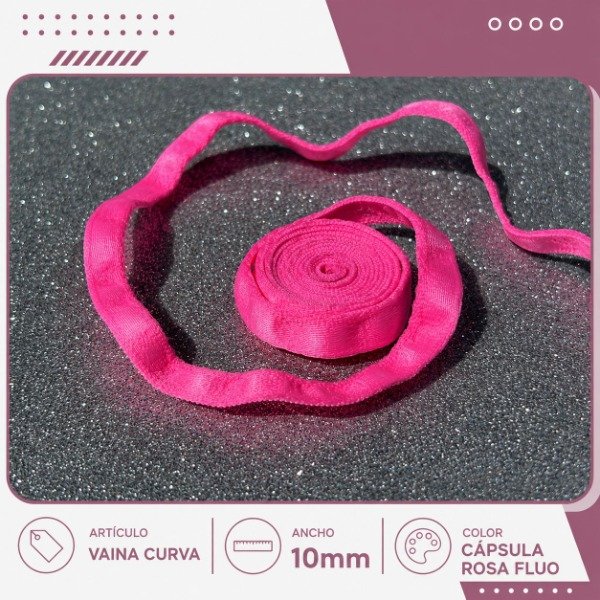 Producto - Vaina curva rosa fluo 10mm (por metro)