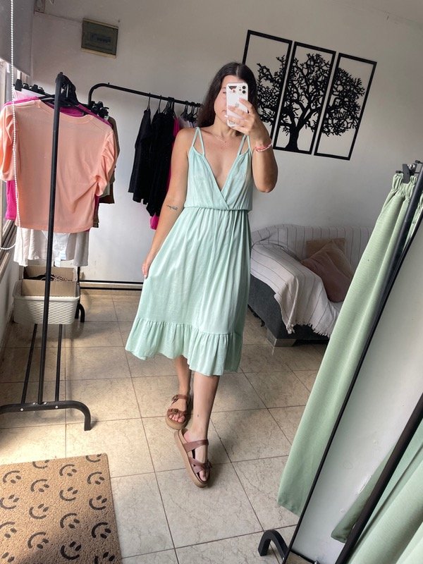 Producto - Vestido tiras lino con spandex