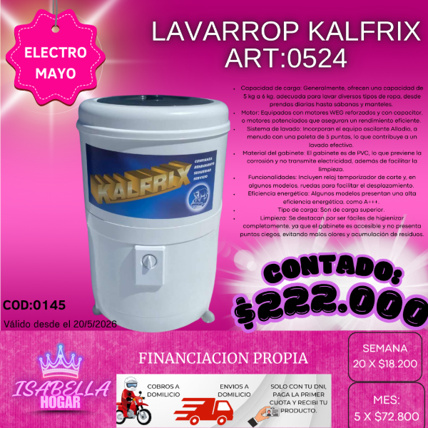 Producto - LAVARROPA KALFRIX COD:0136
