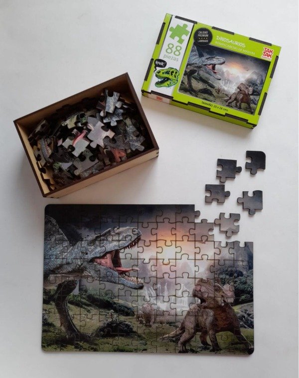 Producto - Rompecabezas dinos en madera 88 piezas