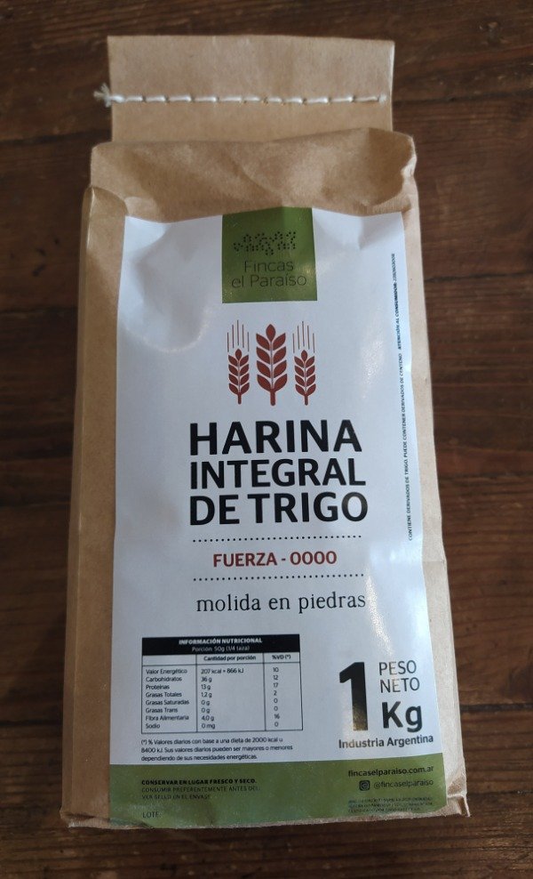 Producto - Harina de trigo integral (de Fuerza) Agroecologica Fincas el Paraiso 1kg