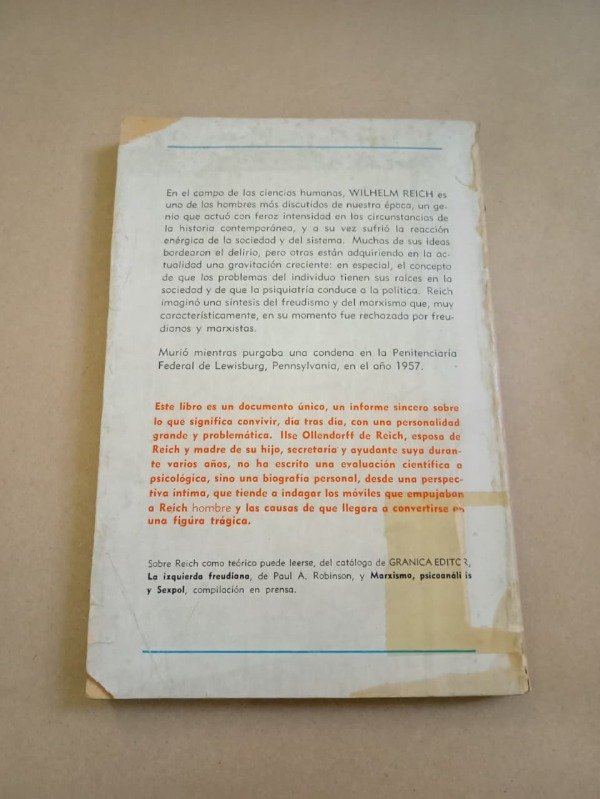 Producto - Wilhelm Reich una biografía personal - Ilse Ollendorff de Reich - Granica 1972 - 1