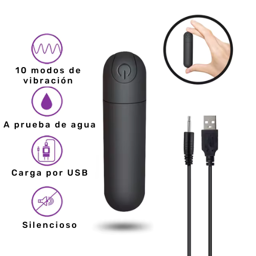 Producto - Mini Bala Vibradora - 10 velocidades - Bullet - USB