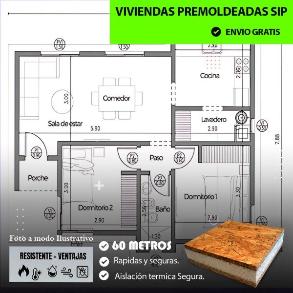 Producto - PREMOLDEADA 60 METROS CUADRADOS "Proyectos a medida, precios imbatibles."