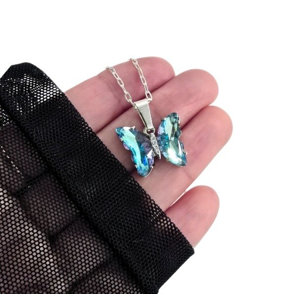 Producto - Collar Mariposa Tornazol Acero Blanco