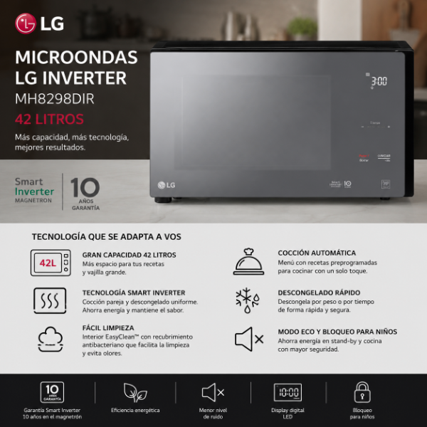 Producto - MICROONDAS LG INVERTER 42LTS MH8298DIR