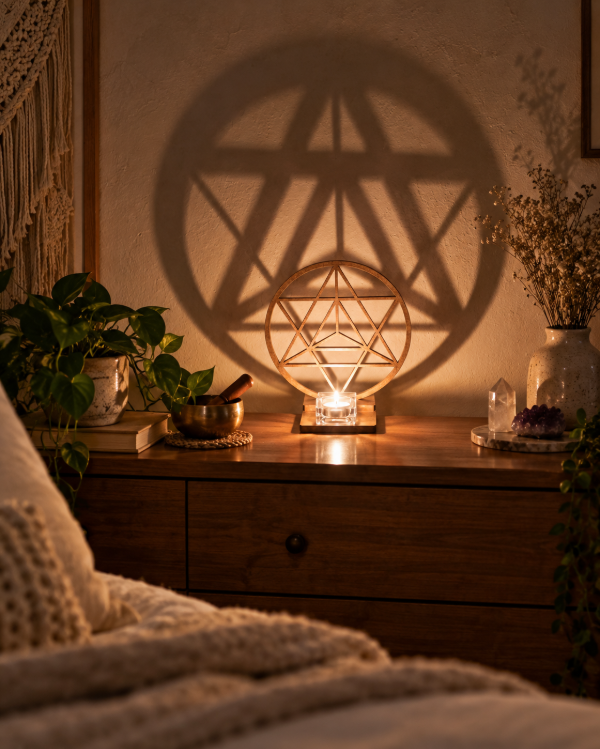 Producto - Geometría Sagrada con Base para Vela 20 cm - Proyector de Sombras - 3