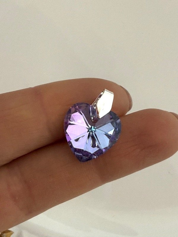 Producto - DB642 Dije corazón tornasolado 1,5 cm acero blanco