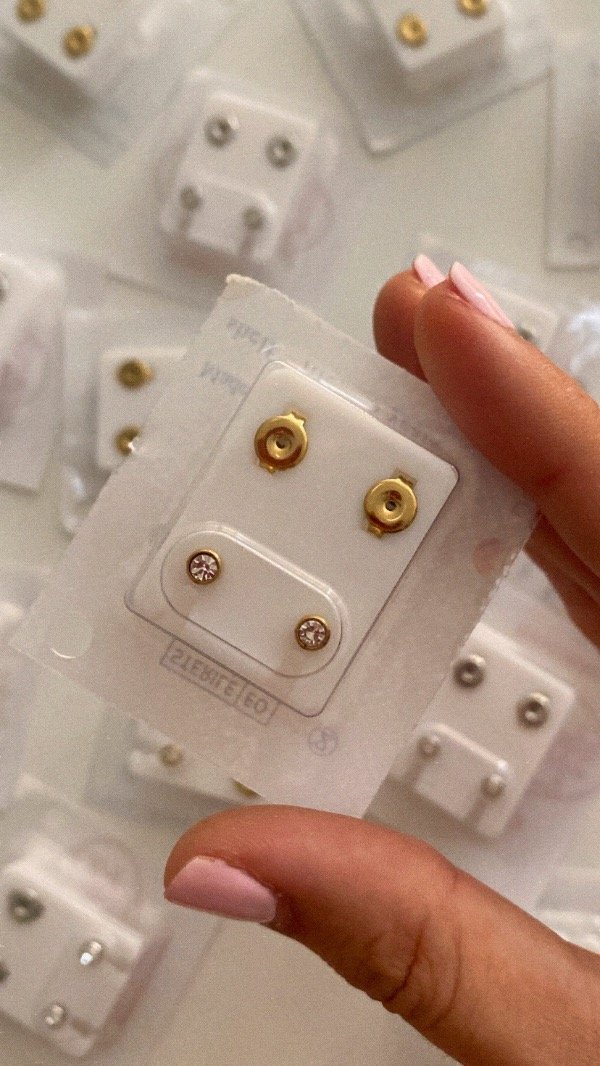 Producto - Par de aros acero dorado. Repuesto perforadora