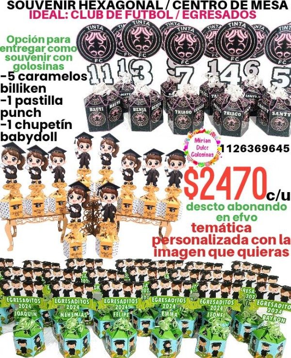 Producto - Souvenir personalizado con golosinas club social egresados