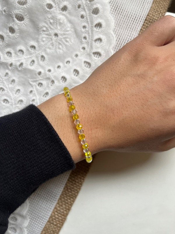 Producto - Pulsera de cristales combinada- amarillo y transparente!