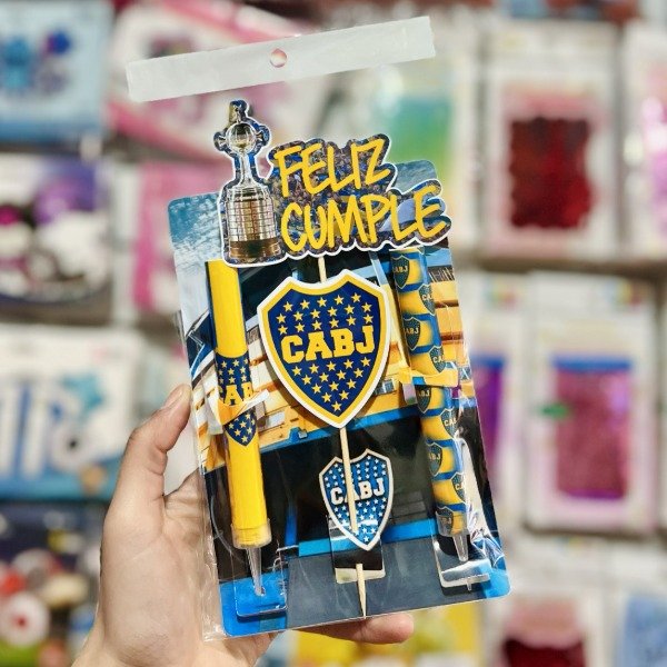 Producto - Adorno topper para torta y Bengalas BOCA JUNIORS