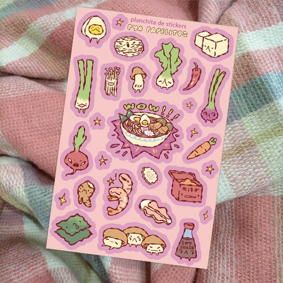 Producto - planchita de stickers "ramen"