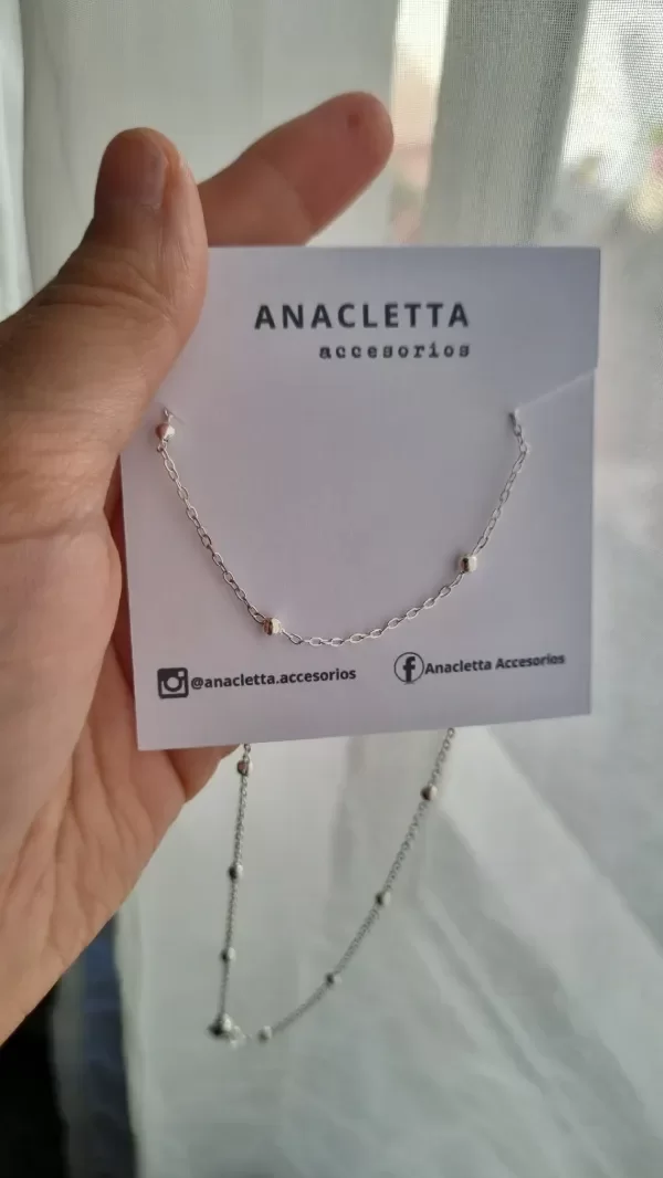 Producto - Gargantilla bolitas 45cm acero blanco