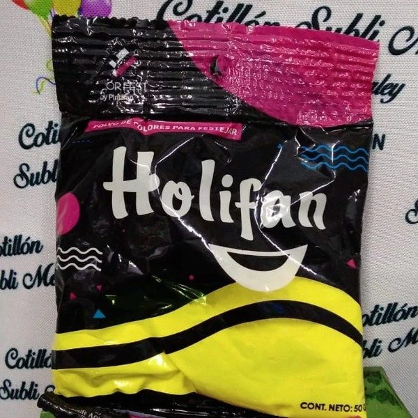 Producto - HOLIFAN EN POLVO DE COLOR AMARILLO