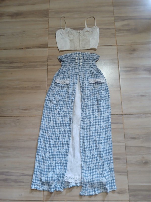 Producto - Falda Vichy celeste