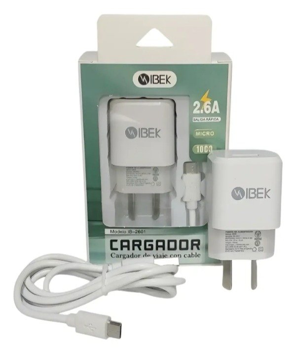 Producto - Cargador Rápido Vibek 2.6A Con Cable Micro USB