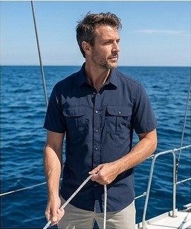 Camisa Trekking Mangas Cortas Elt 3741 Azul Marino — imagen 3