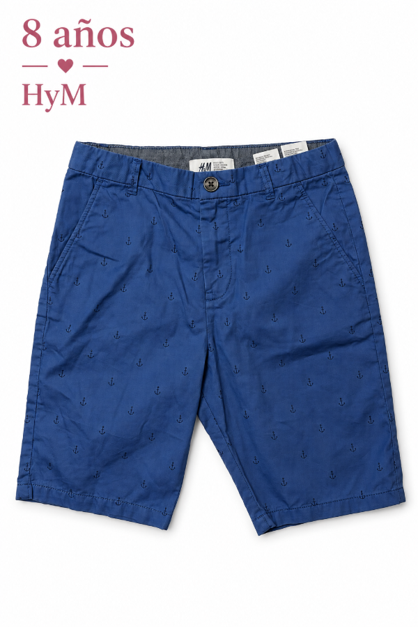 Producto - Bermuda de vestir azul con anclas HyM 8 años - 0