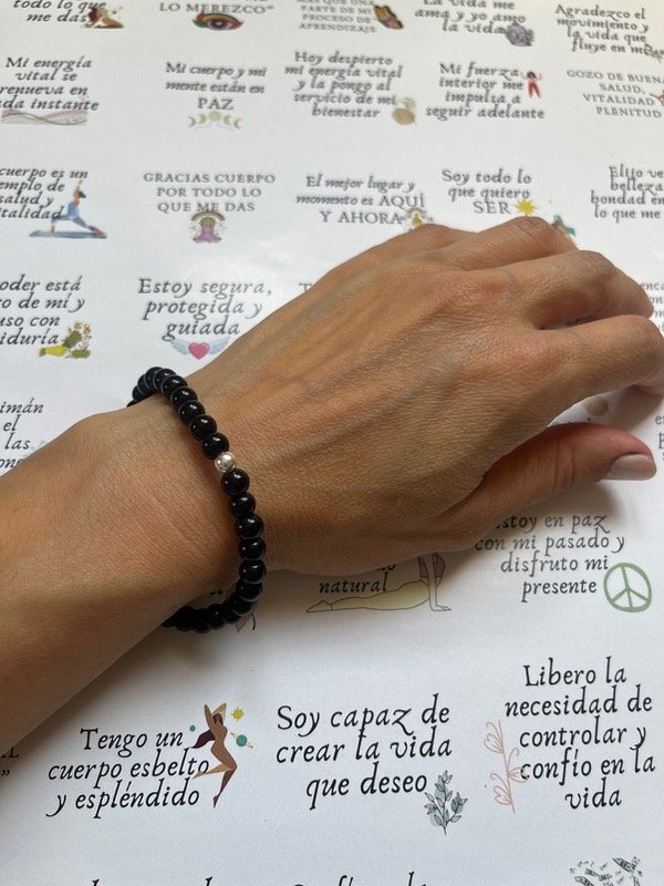 Producto - Pulsera de obsidiana negra y plata 925