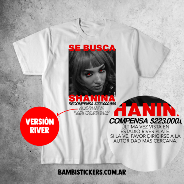 Producto - Remera Se busca Shanina (versión River)