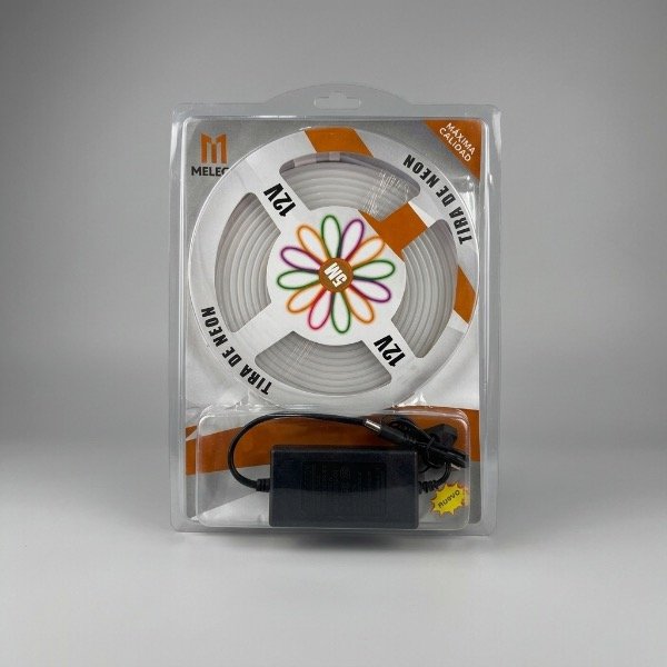 Producto - TIRA DE NEÓN LED BLANCO CÁLIDO MELECH 5M MANGUERA FLEXIBLE 12V CON TRANSFORMADOR